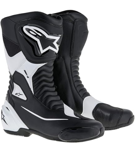 Alpinestars SMX-6 v2 ブラック/ホワイト Alpinestars SMX-6 V2 Vented Boots - Sportbike Track Gear